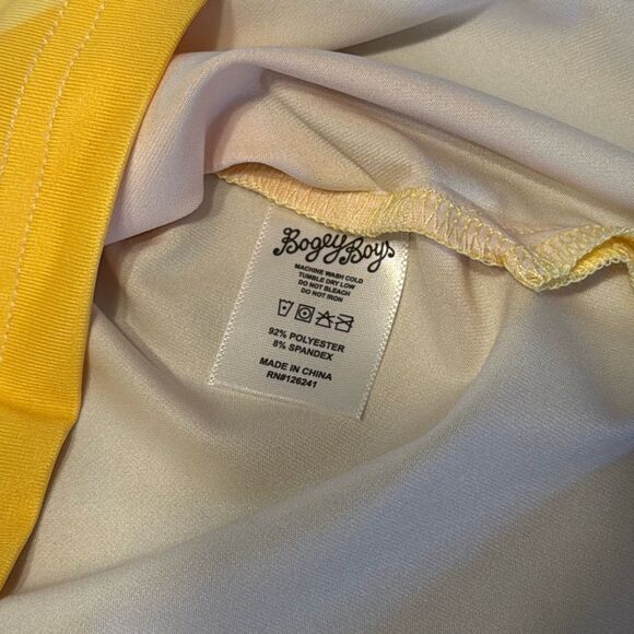 Bogey Boys Yellow Checkered Blue Golf Polo Shirt Men’s US Large Short Sleeve - Picture 3 of 6